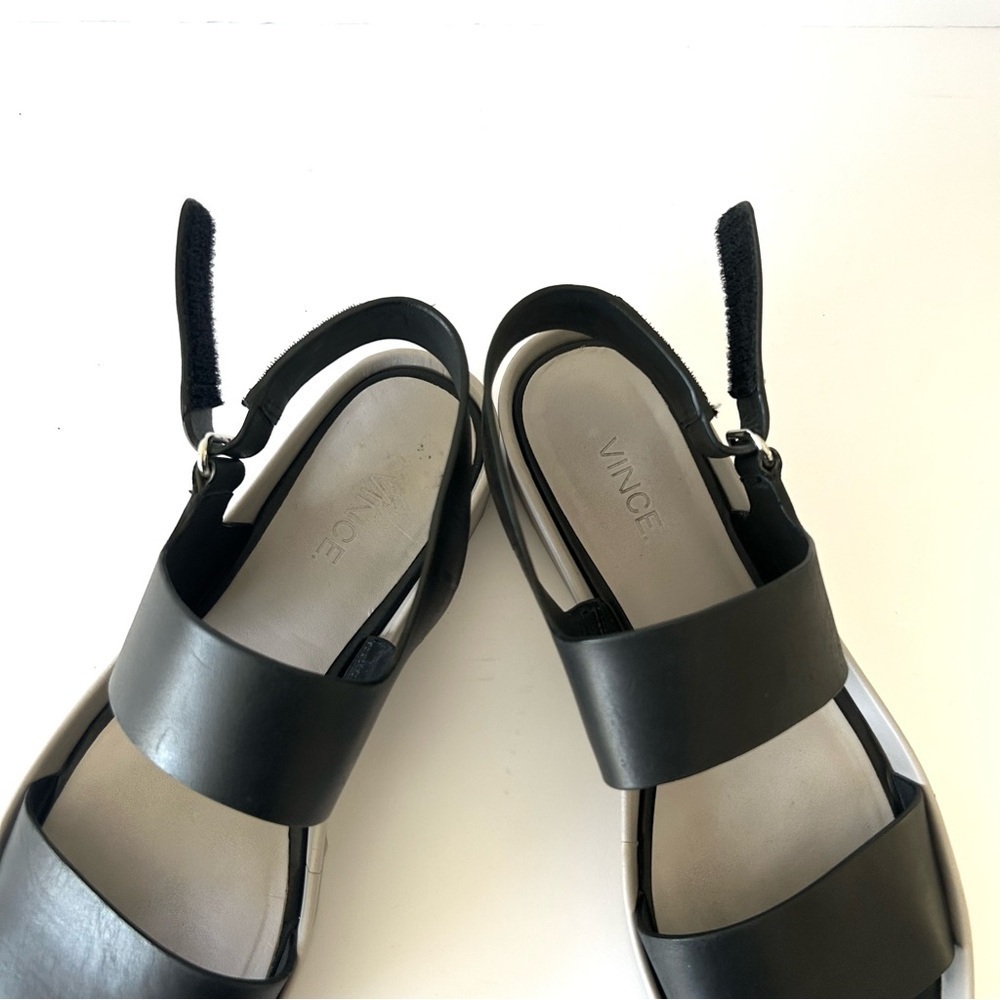 VINCE Marett Sandal Minimalist Platform Shoe Black Gray Leather Size EU 38 US 8 - Picture 6 of 12